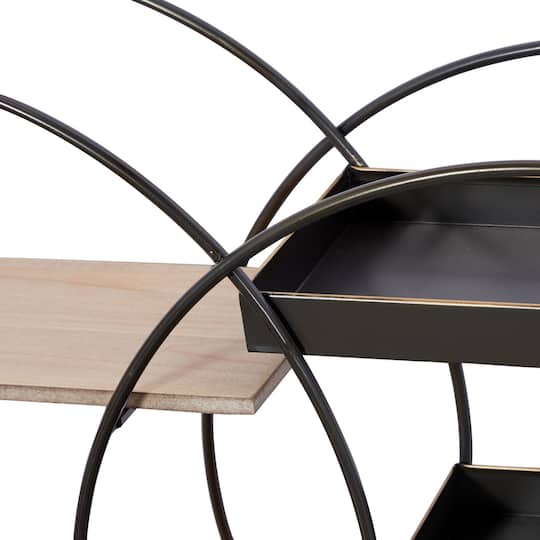 Black Metal Contemporary Wall Shelf, 20" x 34" x 7"